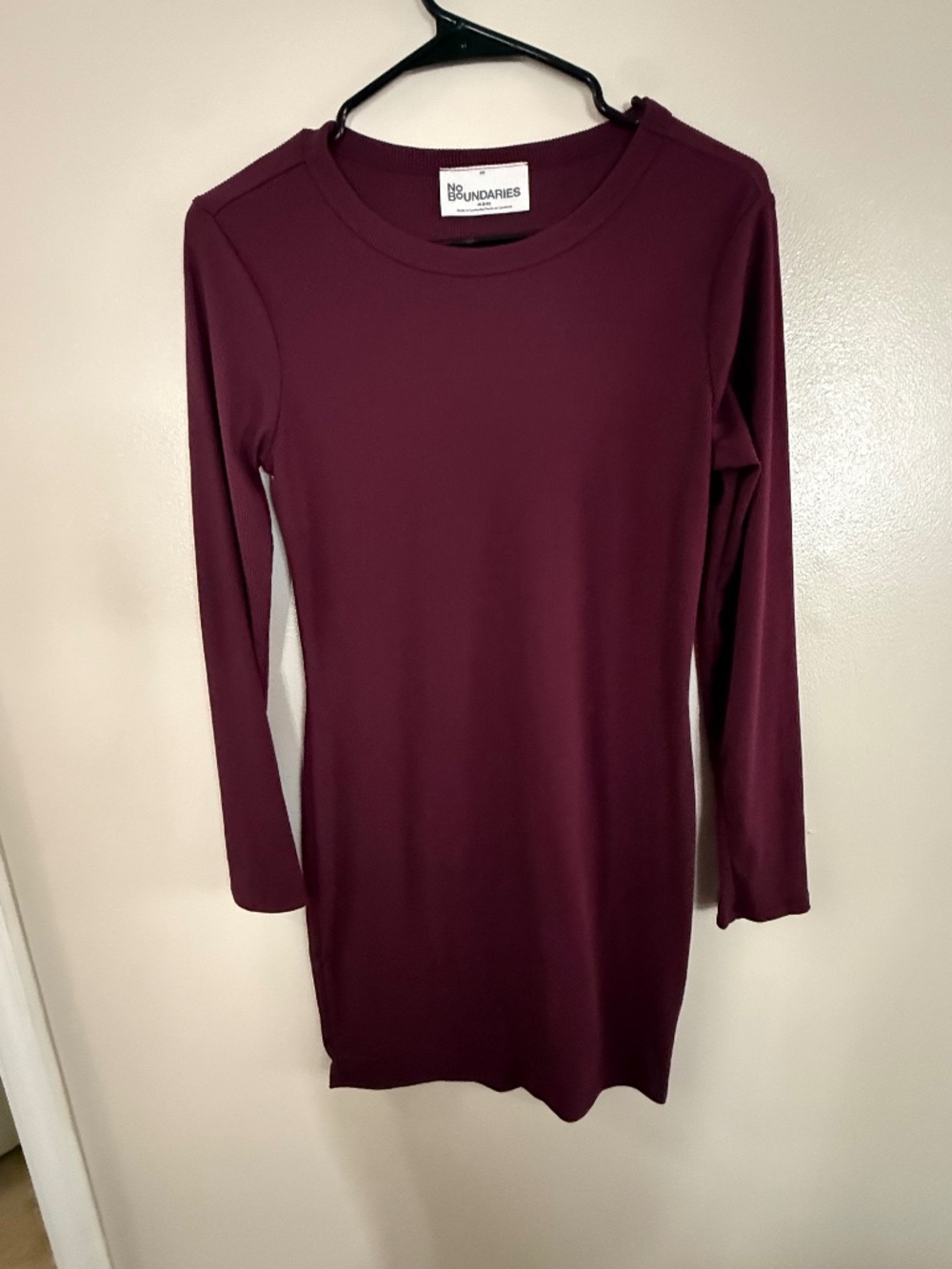 Maroon long sleeved No Bounderies mini dress